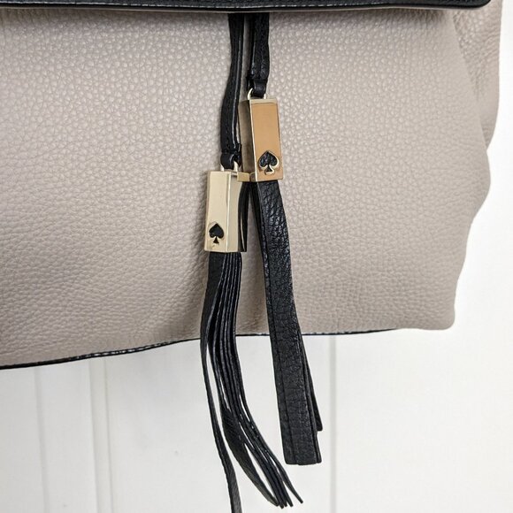 Kate Spade New York Leila Pebble Leather Drawstring Flap Backpack Beige Black main image 11